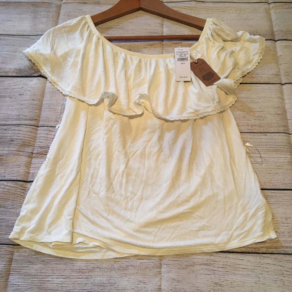 AEO Cream Off-the-Shoulder Soft & Sexy T